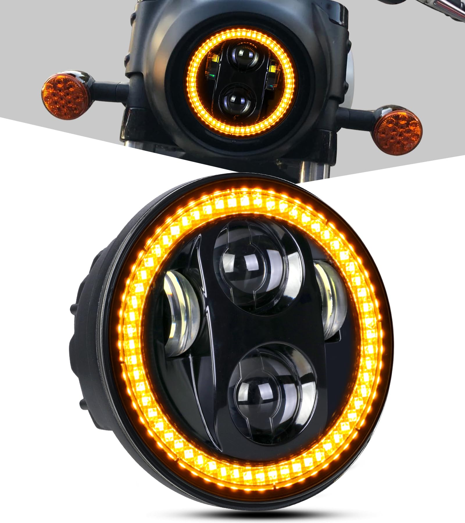 Amazon | PKEDUO 5-3/4 5.75インチ ラウンド LED ヘッドライト